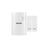 Philips DES2280W/27 Plug in 8-Melody Doorbell Kit, White, 2 Push Buttons