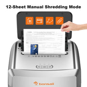 Bonsaii Paper Shredder, 150-Sheet Auto Feed, P-4 Micro-Cut, 60-Minute Continuous Operation, 6-Gallon Bin, Silver, C290-A