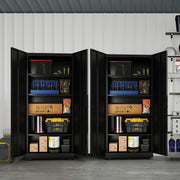 EDX 71 in Metal Storage Cabinet with Pegboard, Locking Doors, Adjustable Shelves, Black, Wall Mount, EDX-TPG-G01