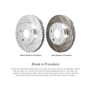 R1 Concepts Rear Brake Kit, eLINE Silver Drilled Slotted Rotors, Optimum OEp Brake Pads, Cast Iron, Direct Replacement, WGUH1-03447