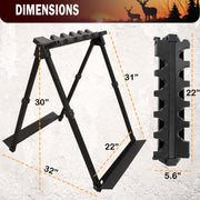 Rush Creek Creations Fold & Go Aluminum 10 Gun Stand, Portable Foldable Floor Rack with Adjustable Base, Cushioned Barrel Rests, Black, 38-5010