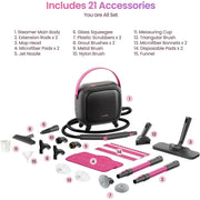 Schenley 21-in-1 Household Steam Cleaner, High-Pressure 1500W Steamer with 45.5 fl oz Water Tank, Fast 8-Minute Heat-Up, Portable Multi-Purpose Cleaner, Magenta & Noble Gray, SLFCSC084