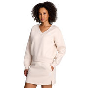 Reebok Women's Squad V-Neck Sweatshirt, Pumice Stone, XXL