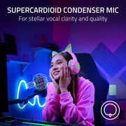 Razer Seiren V3 Chroma USB Condenser Microphone, Supercardioid, Tap-to-Mute Sensor, RGB Lighting, Quartz Pink