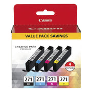 Canon CLI-271 BKCMY Ink Cartridges, 4-Pack - Black/Cyan/Yellow/Magenta