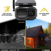 Vosker VKX Solar Powered Outdoor Security Camera 1080p Full HD Night Vision IP65 Weather-Resistant
