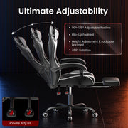 Seenda GCE 23 Massage Gaming Chair, Seenda Video Game Chair with Footrest and Lumbar Support, White