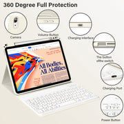 Kenke Keyboard Case for iPad Air 11 Inch M4 M3 M2 and 10.9 Inch 5th 4th Gen, Detachable Bluetooth Keyboard, Rechargeable, Built-in Pencil Holder, Cream White