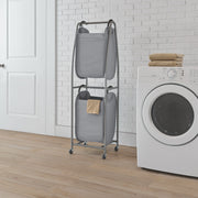 Neatfreak! NFC03157 9A9B9F-001 2-Tier Rolling Vertical Laundry Sorter with Collapsible Hampers, White