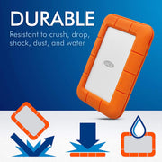 LaCie LAC9000298 Portable HDD USB 3.0/ 2.0 Compatible 2TB External Hard Drive, Orange