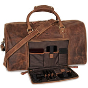 DONBOLSO Weekender Naples Men's Travel Bag, Handcrafted Genuine Nubuck Leather Duffle, 40 Litres, Vintage Brown