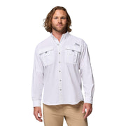 Columbia Mens PFG Bahama II Long Sleeve Fishing Shirt, White, Medium, UPF 30 Sun Protection, Quick-Dry Nylon, Relaxed Fit, 101162