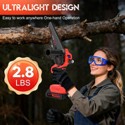 UNTIMATY 6 Inch Cordless Chainsaw with 2 21V Lithium Batteries, 2 Chains, Red