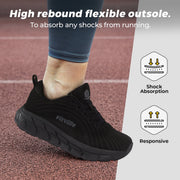 FitVille Womens Running Shoes Wide Sneakers with Arch Support, Black, Size 8 Wide, FlowCore V2