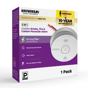 Universal Security Instruments USI/SMCO/HW10YR Hardwire Smoke, Fire, and Carbon Monoxide Alarm with 10-Year Battery Backup