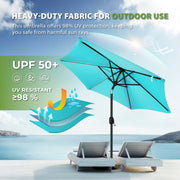 Scafild 7.5FT Meteor Shower Lights Patio Umbrella, Outdoor Table Umbrella with 108 LED Solar Lights, Peacock Blue - Polyester