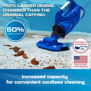 Water Tech Corp Catfish Gen 2 Cordless Spa & Hot Tub Vacuum, 8-Inch Omni-Directional Head, 45 Min Runtime, Rechargeable Lithium-Ion Battery, Expanded Debris Chamber, 20150CL