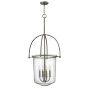 Hinkley Clancy Four Light Foyer Pendant, Brushed Nickel Finish, 19.25 in Width, 43.5 in Height, 3034BN