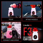 SudsLab F3 Professional Foam Gun, Adjustable Foam Nozzle, Garden Hose Attachment, Car and Home Cleaning SL-GH01-600