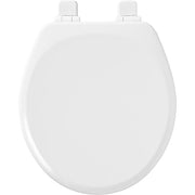 Mayfair 257SLOW 000 Lannon Slow Close Round Enameled Wood Toilet Seat in White Adjustable and Never Loosens