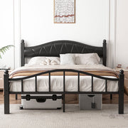 Anhozuo Metal Bed Frame Queen Size with Fabric Upholstered Headboard