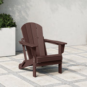 Polytrends Laguna Foldable Adirondack Outdoor Patio Chair, Dark Brown, Weather-Resistant HDPE Poly Plastic, Eco-Friendly, 34.5 in