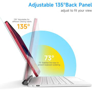 AEL Keyboard Case for iPad 11th and 10th Generation, Magnetic Floating Stand, Multi-Touch Trackpad, 7-Color Backlit, Stain Resistant White PU