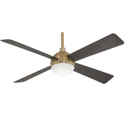 Minka Aire Orb 54 Inch Ceiling Fan with Integrated 16W Dimmable LED Light, Brushed Brass and Soft Brass Finish, Four Brushed Carbon Blades, Remote Control