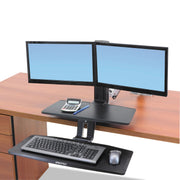 Ergotron WorkFit-A Dual Monitor Stand with Suspended Keyboard Tray, Adjustable Height, Polished Aluminum and Black, 24-392-026