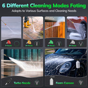 Tcisa Electric Pressure Washer, 4000 PSI, 2.8 GPM, 1500W Motor, 35FT Power Cord, 20FT Hose, 5 Quick Connect Nozzles, Foam Cannon, HC002MU10NBA