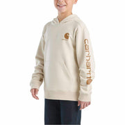 Carhartt Boys Signature Logo Hoodie, Heavyweight 9 oz Fleece, Kangaroo Pocket, Turtledove Brown, Large, CA6272