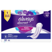 Always 990024770 Incontinence Pads Heavy - Long (117 Count) - Up to 100% Leak-Free Protection