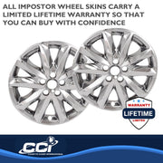 Coast To Coast International Impostor Wheel Skins, 18 in, Chrome, 5 Double Spokes, Snap-On, Set of 4, Compatible with 2017-2019 Mazda Mazda3
