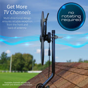 Antennas Direct ClearStream MAX-XR Complete Amplified Indoor Outdoor HDTV Antenna, 60-Mile Range, Black, with Jolt Switch USB Amplifier, Mast, Cable, and 3-Way Splitter C2M-AC