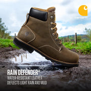 Carhartt Women's Frontier 6 Inch Water Resistant Steel Toe Work Boot, Mossy Brown Leather, FN6287-W
