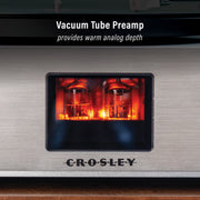 Crosley C92A-BK Belt-Drive Turntable with Vacuum Tube Preamplifier, Carbon Fiber Tonearm, Bluetooth, 120W Stereo Speakers, Black