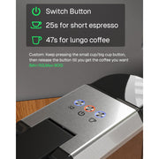 HBN 3-in-1 Single Serve Coffee Maker Compatible with Nespresso Capsules, 1450W, Black