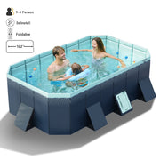 MONEHANE Above Ground Swimming Pool, Foldable 102in, Ultra-Durable 4-Layer Composite Material, Two Drain Ports