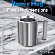 Auckpure Heavy Mug Fitness Dumbbell, 22 LB Stainless Steel, 360ML Capacity, Anti-Slip Handle, Welding-Free Design, WEM-BXGYLBZ10KG