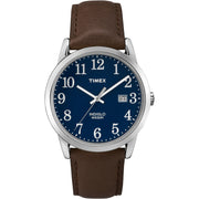 TImex TW2P759009J Men's Easy Reader Date 38mm Brown/Silver/Blue Leather Strap Watch