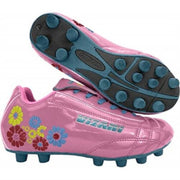 Vizari Blossom FG Toddler Little Kid Soccer Shoe, Synthetic Leather Upper, Floral Design, Two-Color Molded Rubber Outsole, Pink Blue