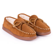 Minnetonka Moccasin Pile-Lined Hardsole Mocs for Men - Brown - 8M
