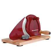 Zassenhaus Classic Red Manual Bread Slicer with Adjustable Thickness, Stainless Steel Serrated Blade, Wood Base, 11.75 in x 8 in, M072075