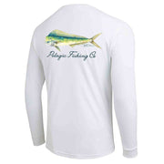 Pelagic Goione Mahi Aquatek Fishing Shirt, Men's Long Sleeve, UPF 50+ Sun Protection, Water and Stain Repellent, Ultra-Soft 4-Way Stretch Fabric, White
