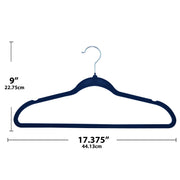 Merrick Velvet Clothes Hangers, Non-Slip Velvet Texture, Navy Blue, 50 Count, Triangular Design, 360-Degree Swivel Hooks, Velvet-AZ