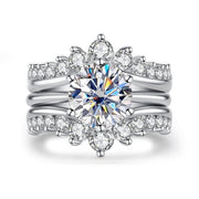 AnuClub Moissanite Wedding Rings Set for Women, 4.52cttw D Color VVS1, 3CT Center Stone, 925 Sterling Silver, Crown Design