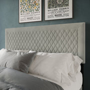 Castle Place WC8540TUHB-GY-VV Velvet Upholstered Headboard, Transitional Geometric Diamond Design, Grey, Twin