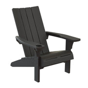Keter Modern Adirondack Resin Outdoor Patio Chair with Built-In Cup Holder, Weather-Resistant Polypropylene, Grey, 264010