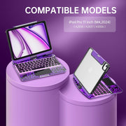 GUSGU Transparent Case with Wireless Keyboard, 7-Color Backlight, Trackpad, 360 Rotating Stand for 2024 iPad Pro 11-in