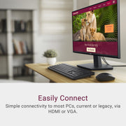 Dell 27 Monitor SE2725HM, Full HD 1920x1080, 100Hz Refresh Rate, IPS Panel, 5ms Response Time, VESA 100x100mm, HDMI and VGA Ports, Black